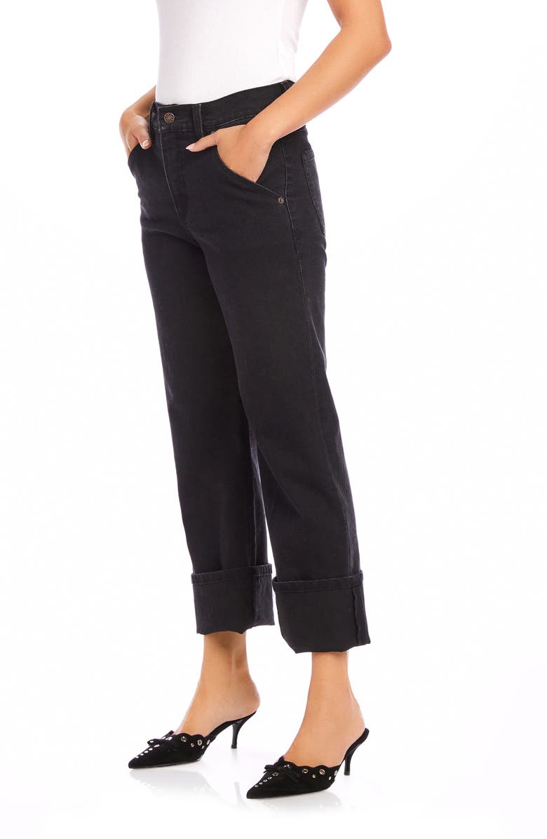 FIFTEEN TWENTY Clara High Waist Cuffed Crop Straight Leg Jeans, Alternate, color, Black