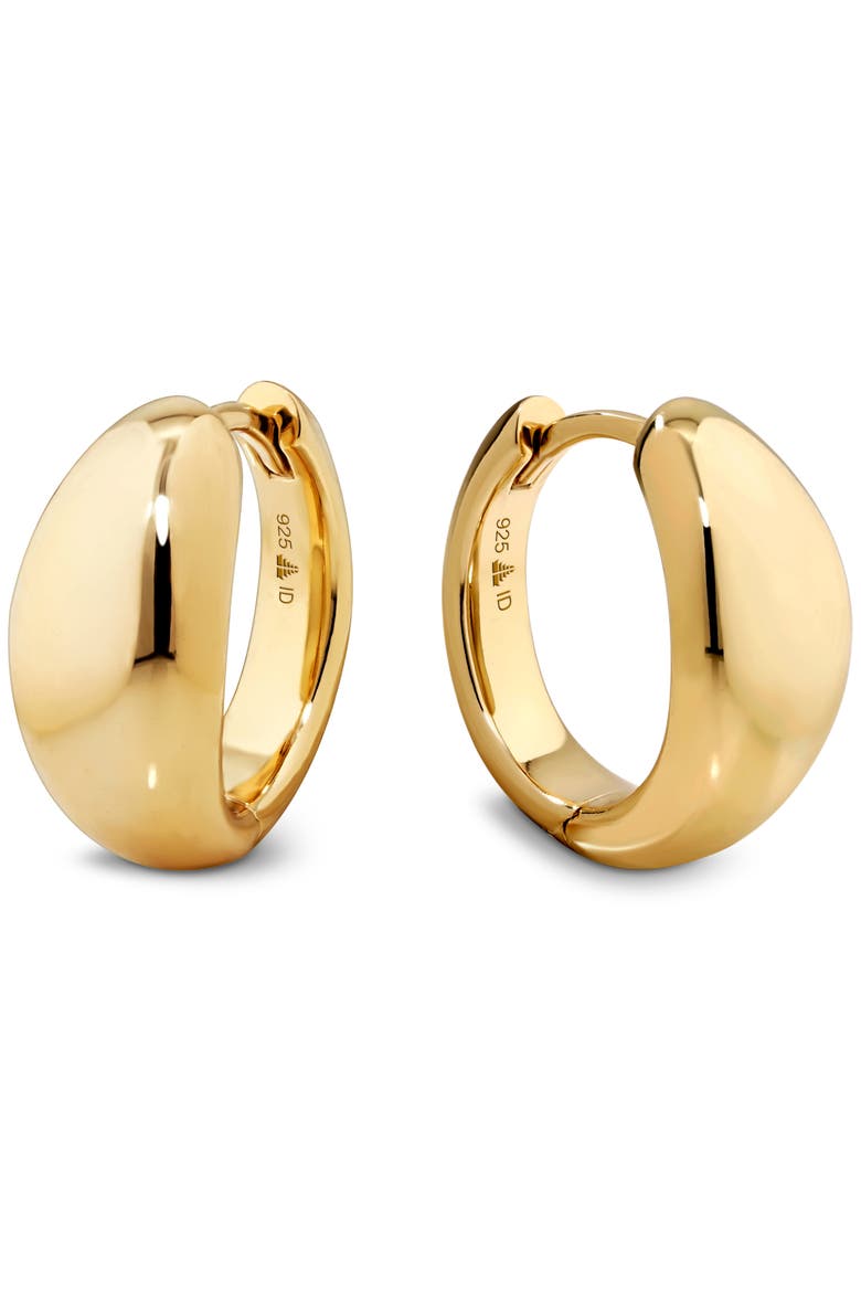Dome Hoop Earrings in Gold Plated Sterling Silver, Main, color, Yellow Gold