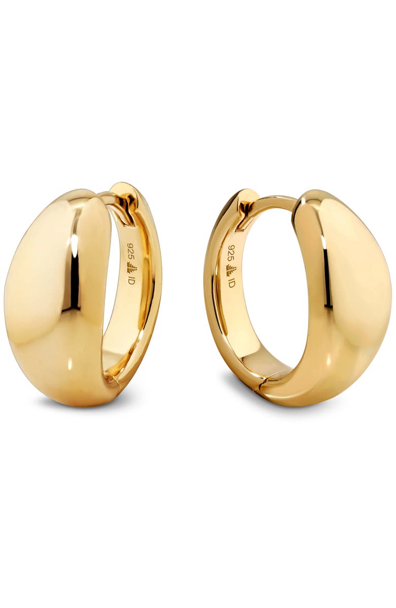 DEVATA Dome Hoop Earrings in Gold Plated Sterling Silver, Main, color, Yellow Gold