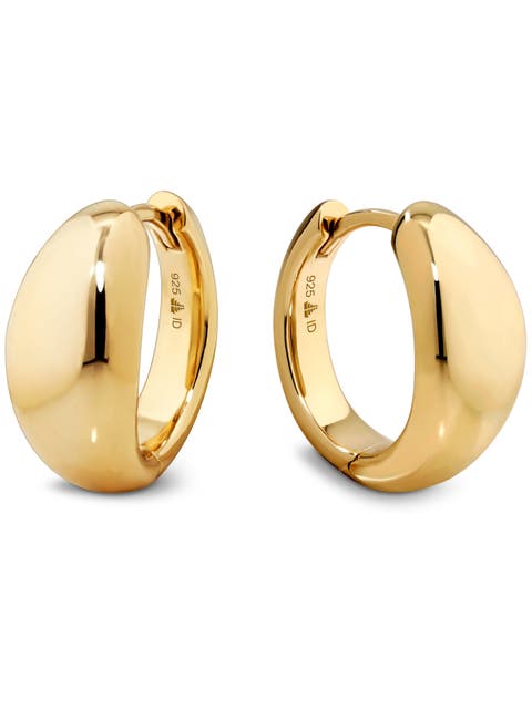 Dome Hoop Earrings in Gold Plated Sterling Silver