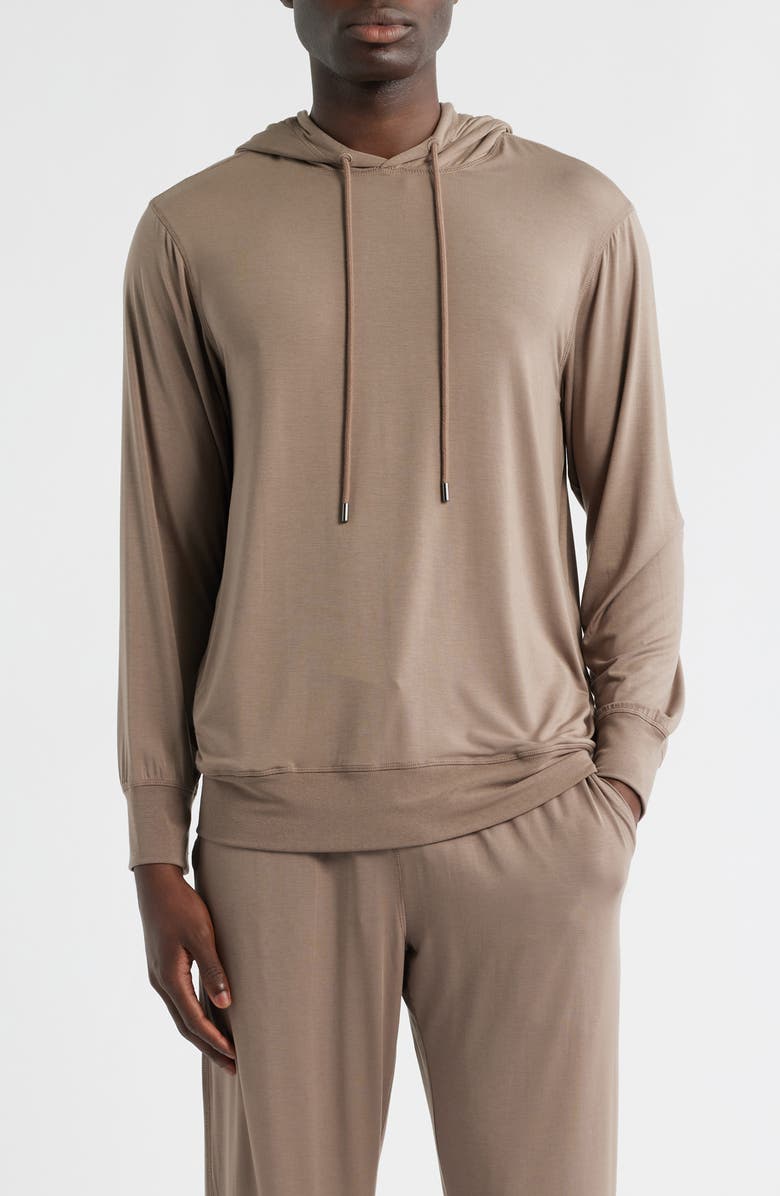 Daniel Buchler Sleek Pajama Hoodie, Main, color, Brown