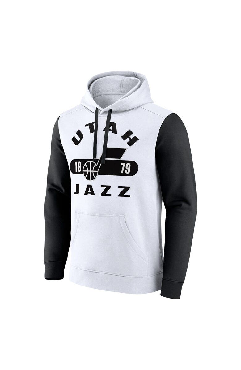 FANATICS Men's Fanatics White/Black Utah Jazz Attack Colorblock Pullover Hoodie, Alternate, color, 