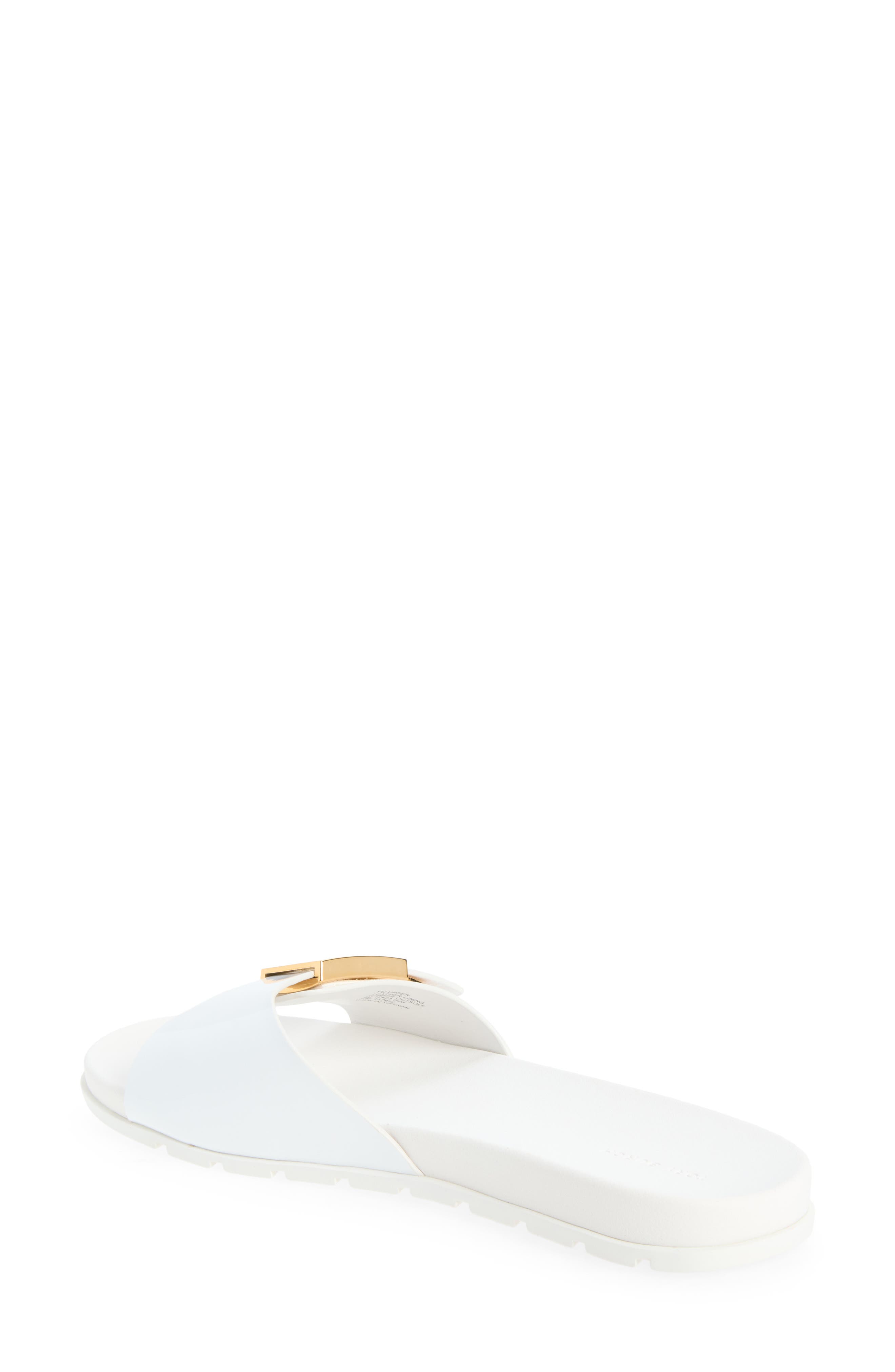 Buckle Slide Sandal, Alternate, color, WHITE / GOLD