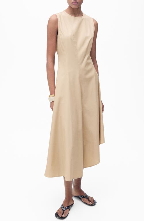 Shop Mango Asymmetric Midi Dress In Ecru