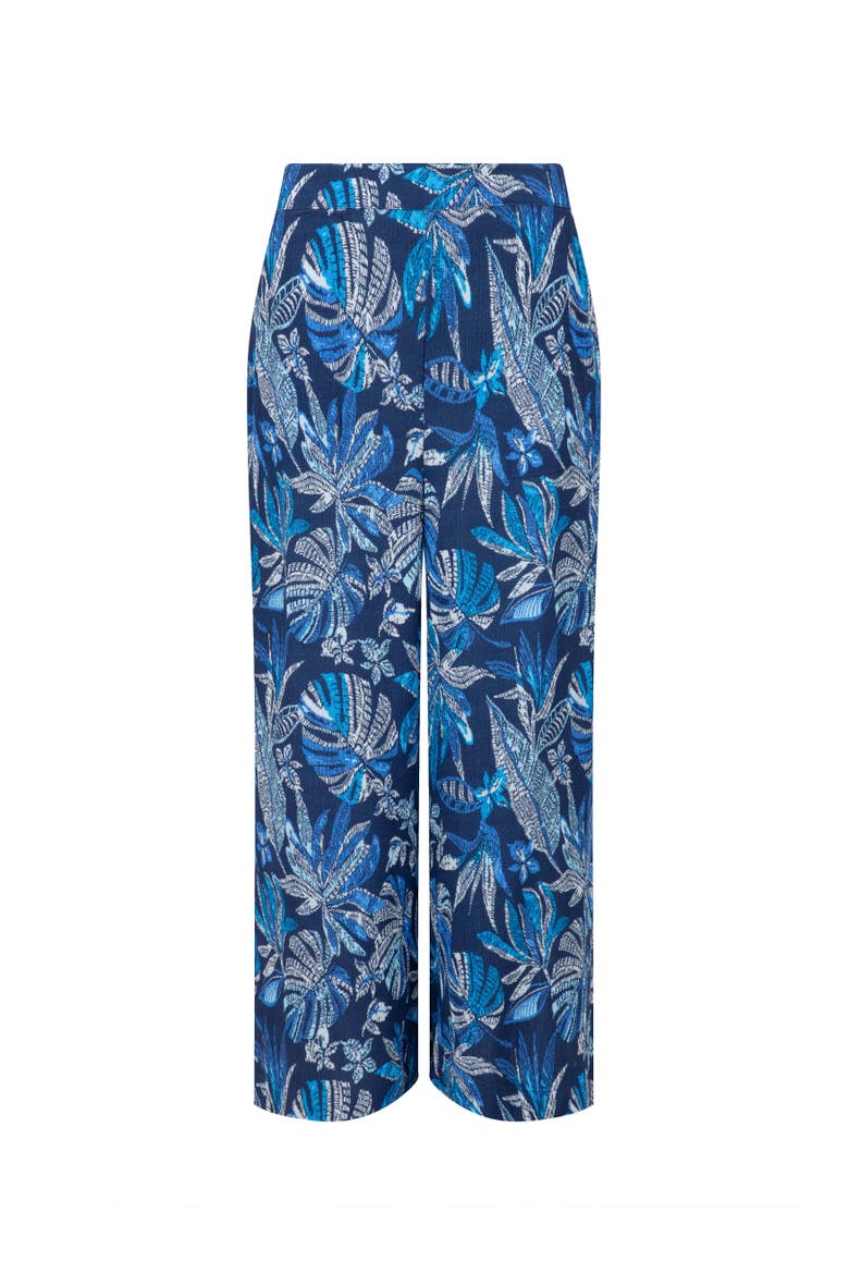 Sarita Printed Wide Leg Cropped Trousers, Alternate, color, Blue Indigo