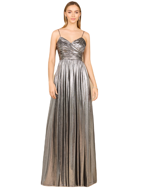 High Slit Metallic Jersey Dress