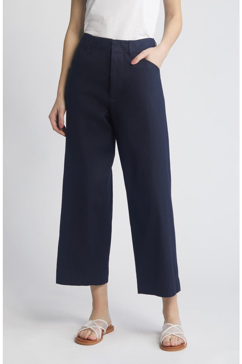 Banks Linen Blend Crop Pants, Main, color, SALUTE