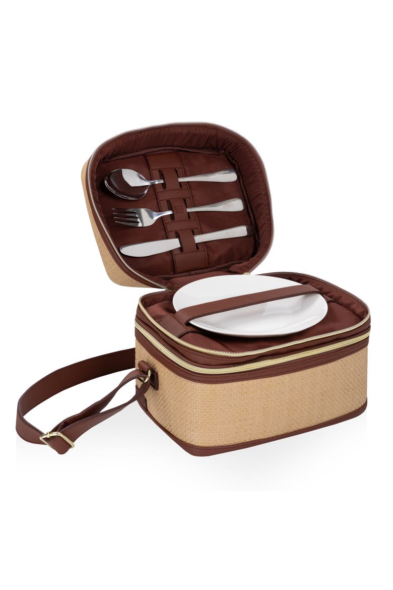 Margot Insulated Lunch Tote Bag with Utensils, Alternate, color, Beige with Brown Accents