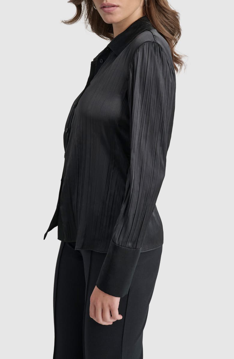 DKNY Plissé Satin Shirt, Alternate, color, 