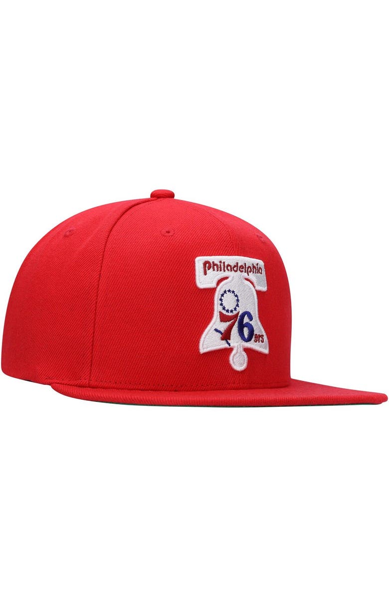 Mitchell & Ness Men's Mitchell & Ness Red Philadelphia 76ers Hardwood Classics Essentials Tonal Basic Snapback Hat, Alternate, color,