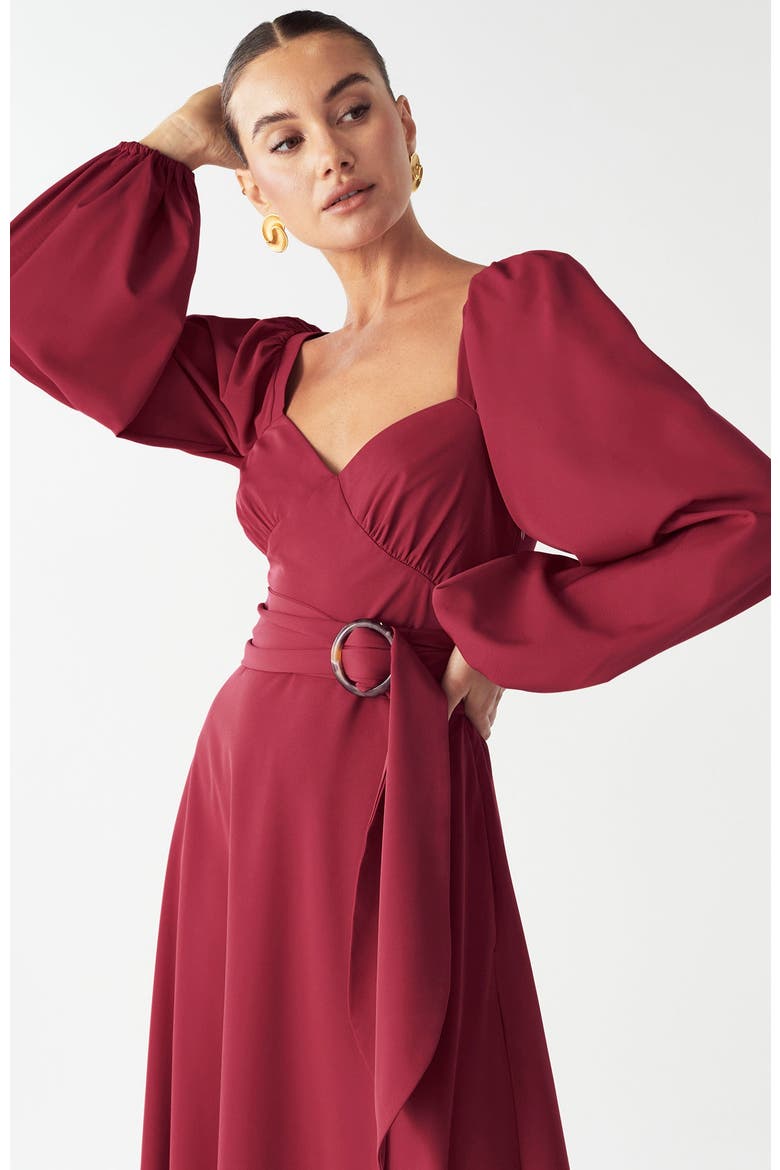 Knoll Midi Dress, Alternate, color, Sangria