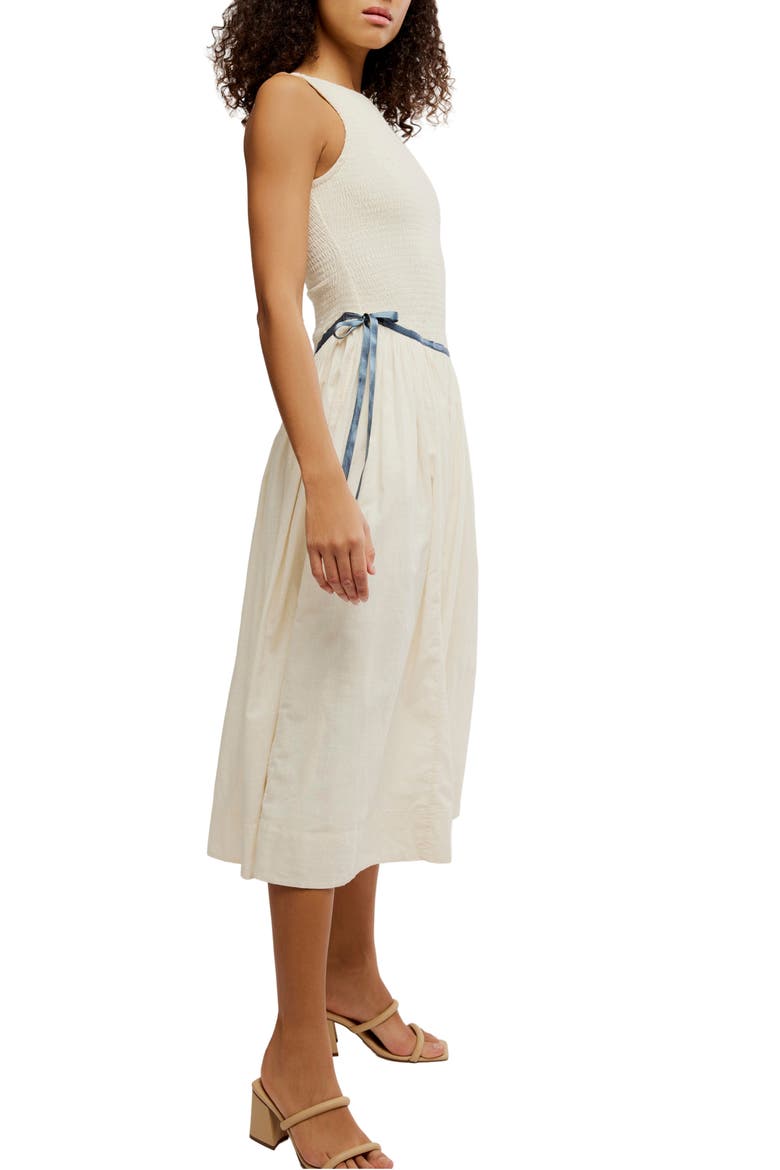 Nightingale Smocked Bodice Midi Sundress, Alternate, color, TEA NAVY COMBO