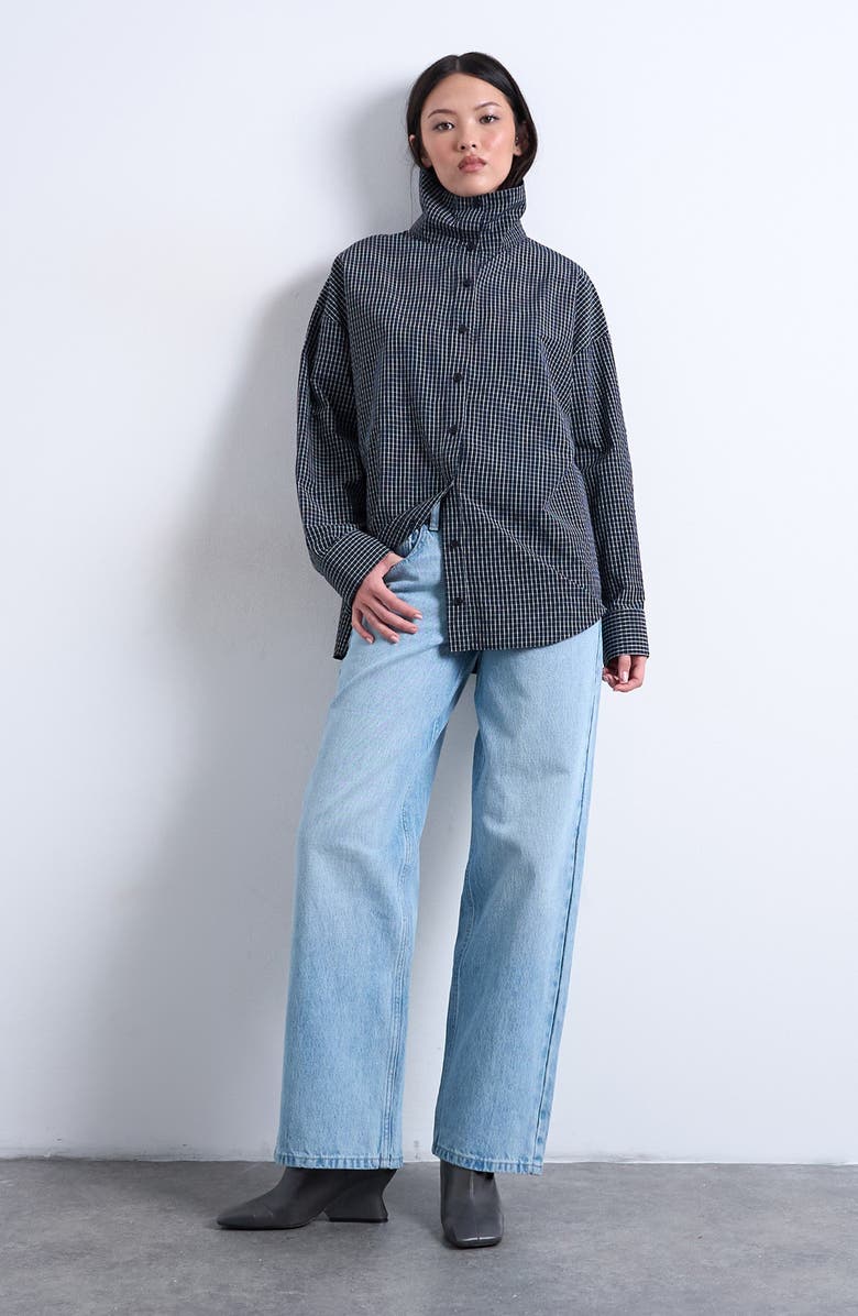 Topshop Cinch Low Rise Relaxed Jeans, Alternate, color, Lblue