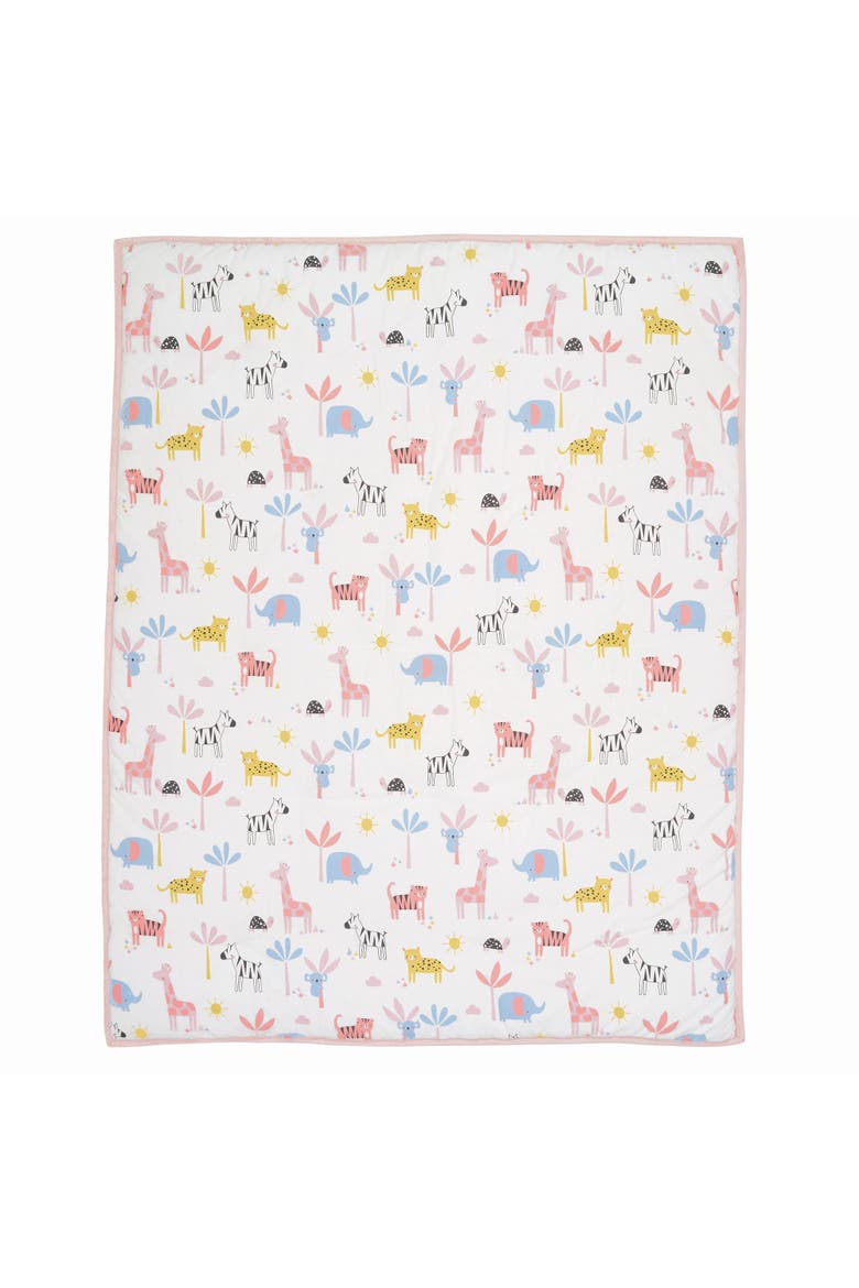 Snuggle Jungle Pastel Safari Cotton Jersey 3-Piece Crib Bedding Set, Alternate, color, Pink