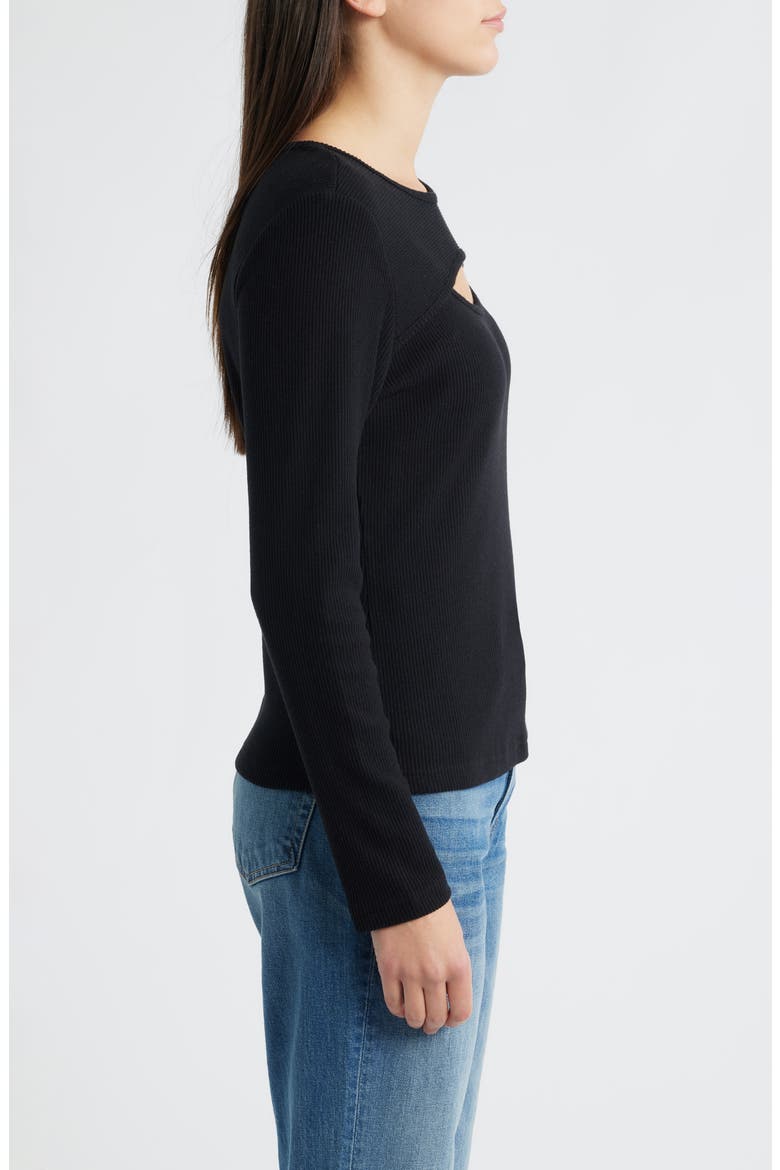 Cutout Rib Top, Alternate, color, BLACK