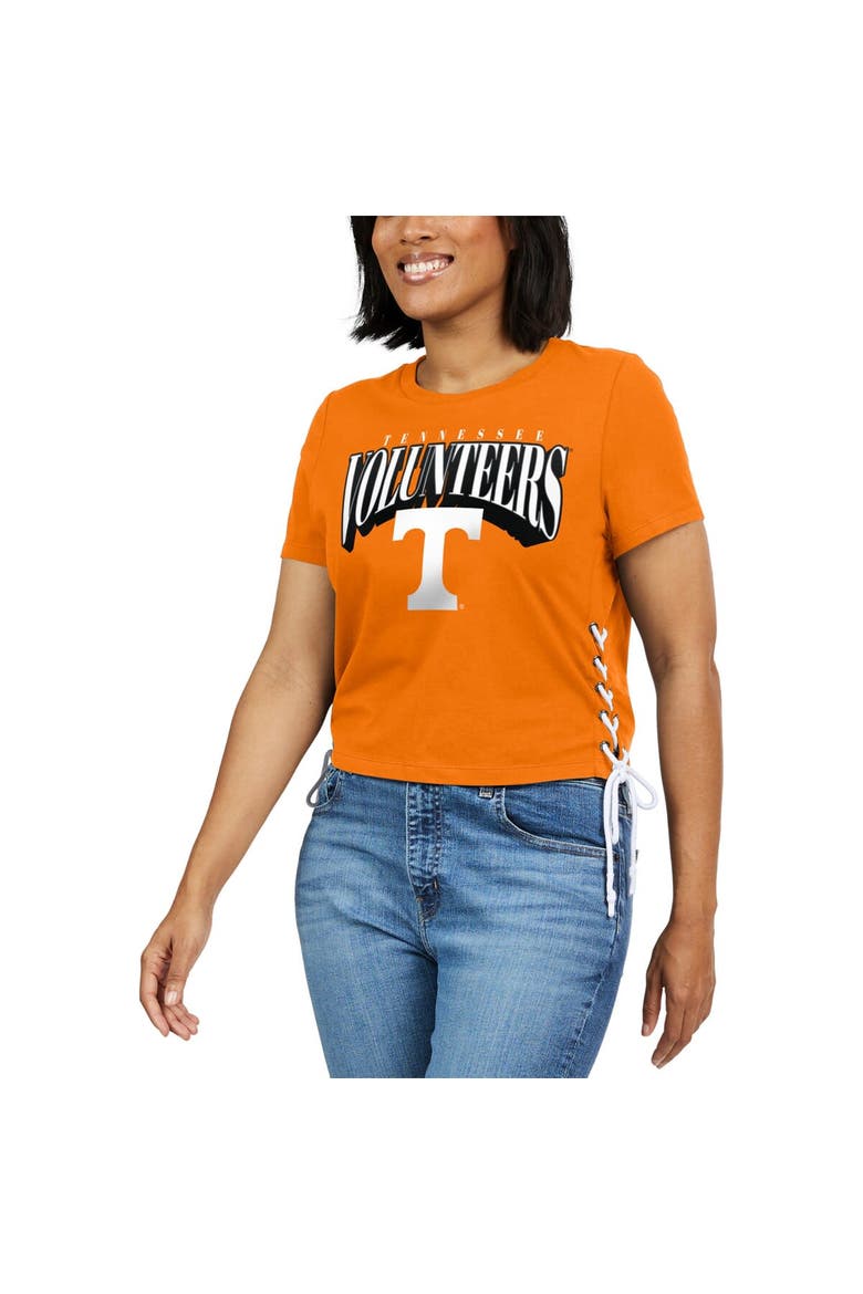 Women's WEAR by Erin Andrews Tennessee Orange Tennessee Volunteers Side Lace-Up Modest Crop T-Shirt, Alternate, color, Tennessee Orange