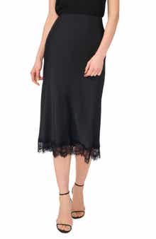 Satin Lace Midi Skirt