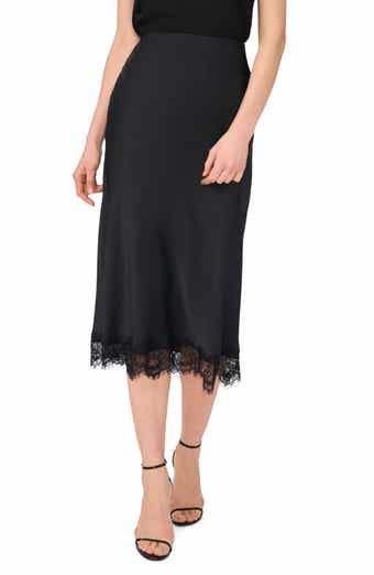 Satin Lace Midi Skirt