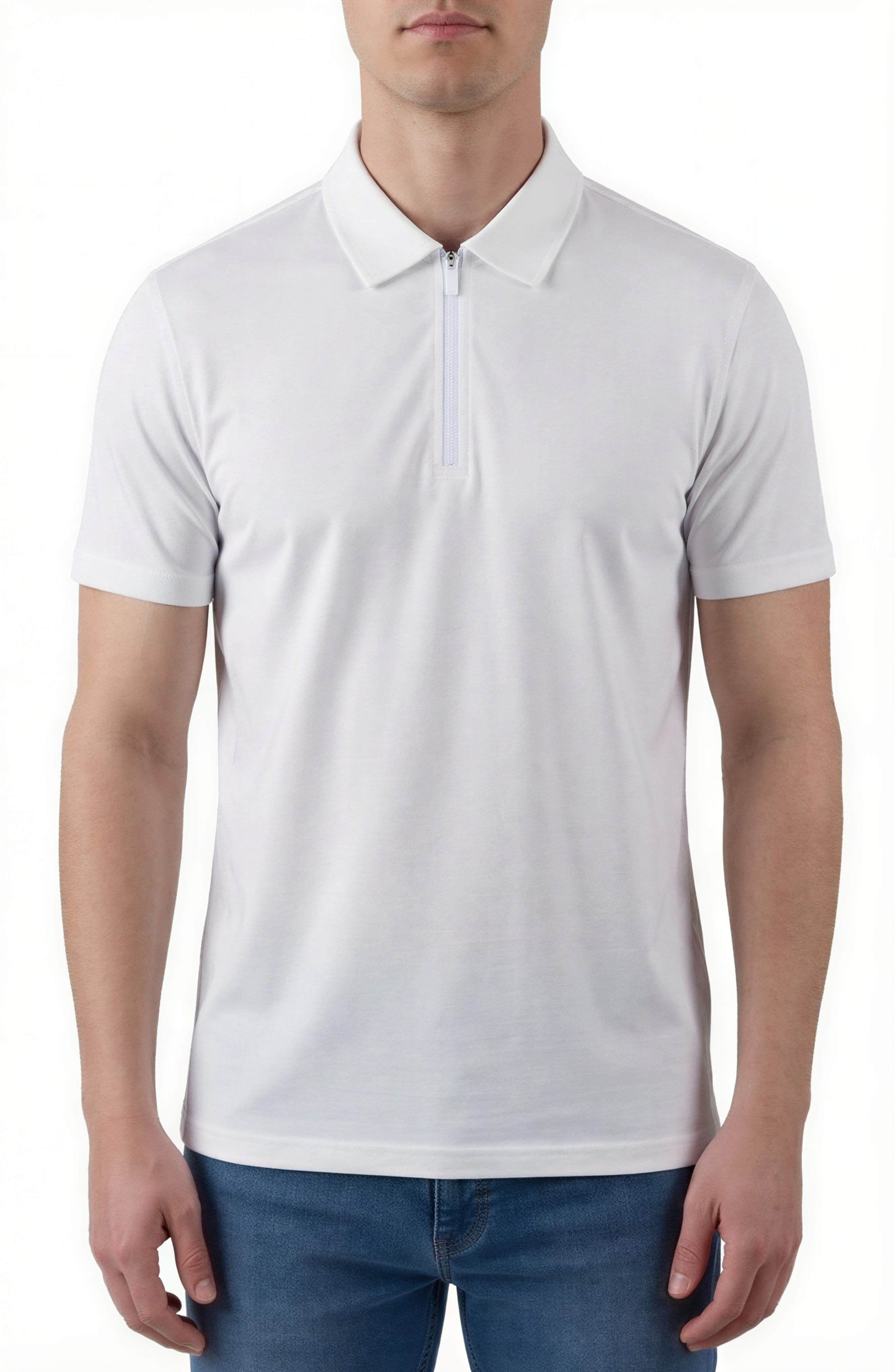 Pima Cotton Knit Zip Polo - image 3