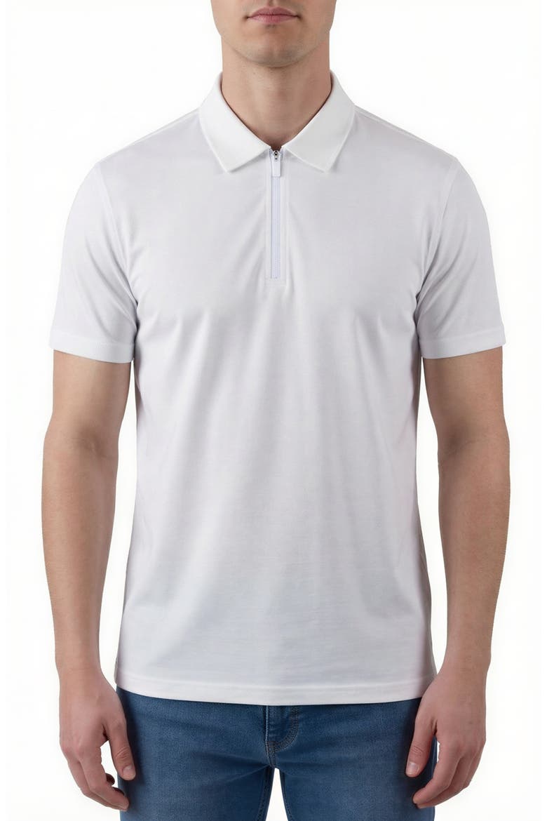 Pima Cotton Knit Zip Polo, Main, color, WHITE