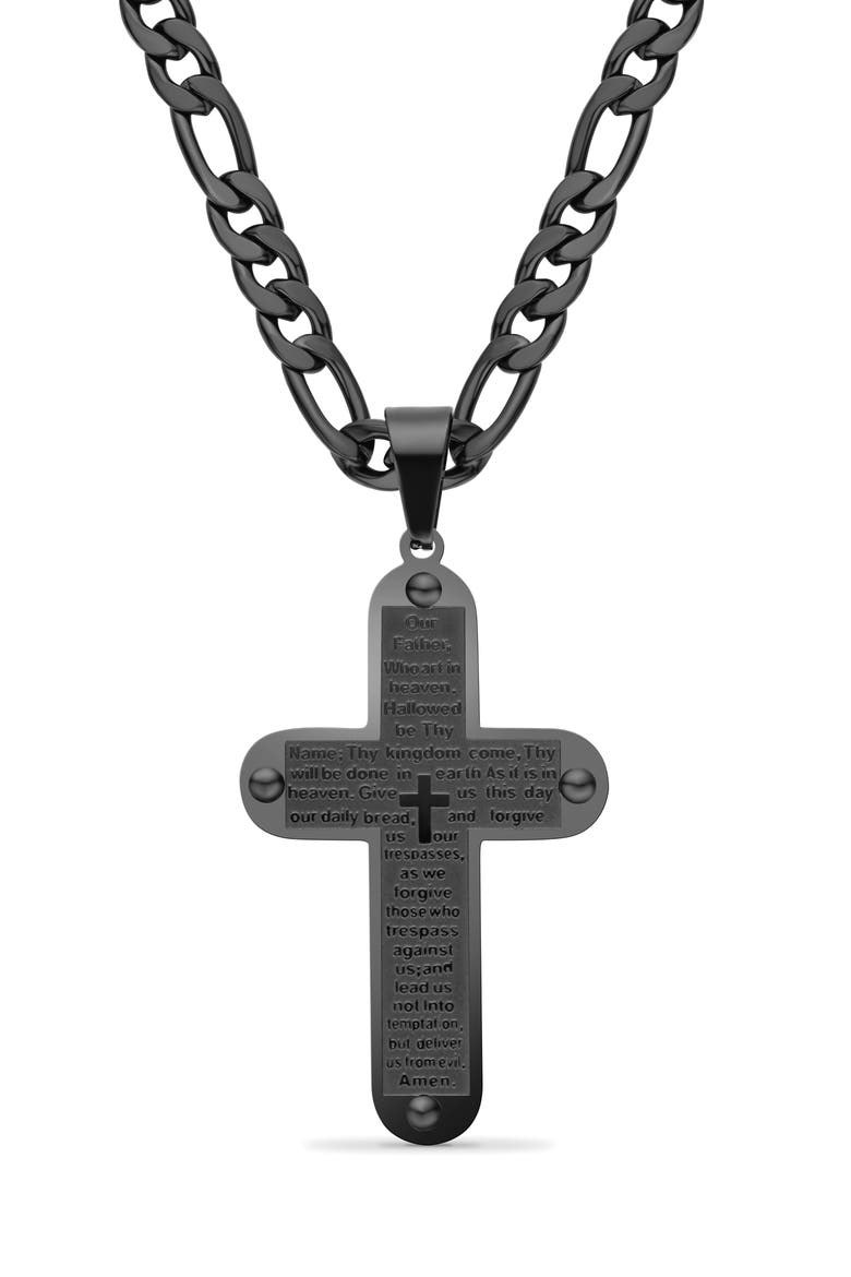 Men's Cross Pendant Necklace, Main, color, BLACK