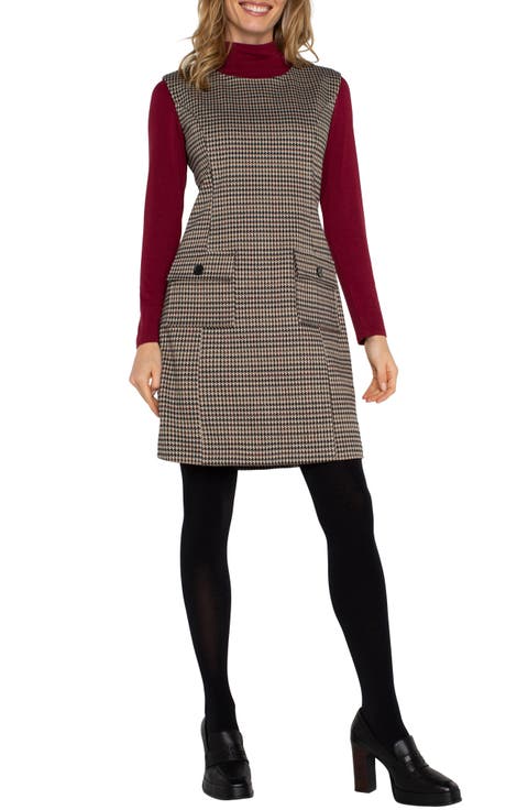 Houndstooth Sleeveless Sheath Minidress