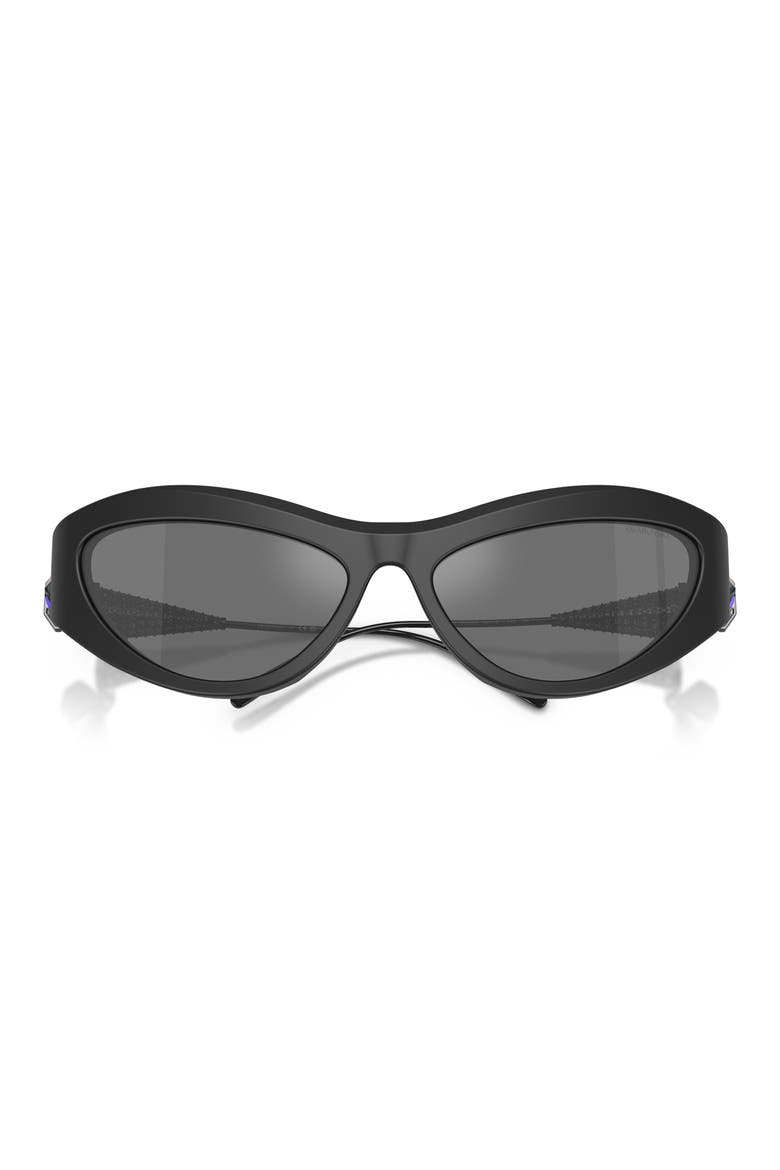 60mm Cat Eye Sunglasses, Alternate, color, MATTE BLACK / GREY MIRROR BLACK