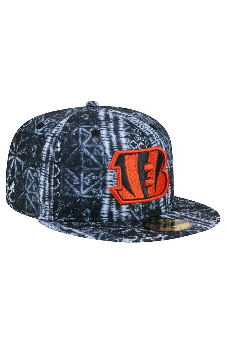 New Era Men's New Era Black Cincinnati Bengals Shibori 59FIFTY Fitted Hat, Alternate, color, Black