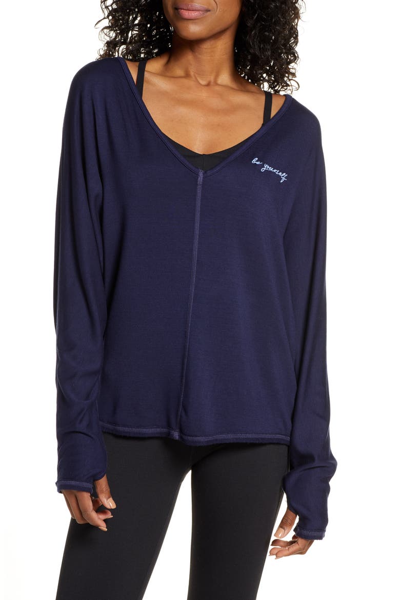Ann Be Yourself Embroidered Pullover, Main, color, NIGHT SKY