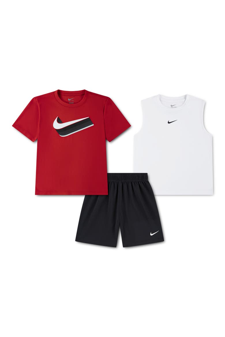 Kids' Dri-FIT T-Shirt, Tank & Shorts Set, Main, color, BLACK
