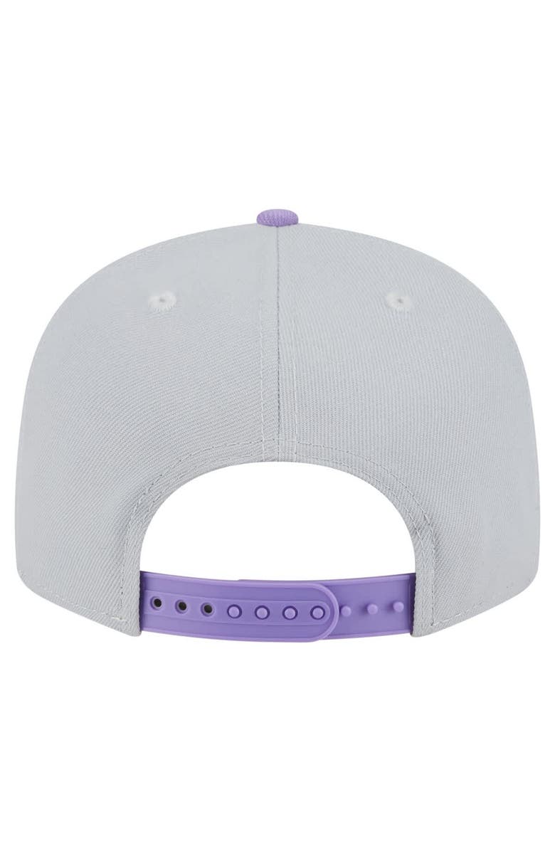 New Era Men's New Era  Gray/Purple Los Angeles Lakers Color Pack Two-Tone 9FIFTY Snapback Hat, Alternate, color, 