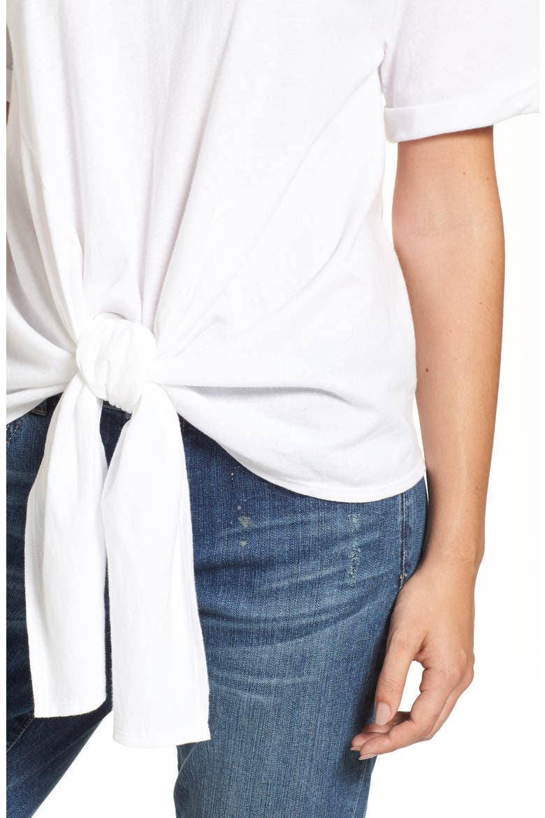 Tie Front Tee, Alternate, color, WHITE
