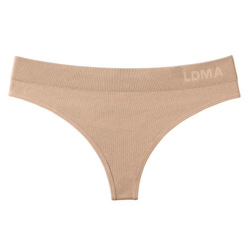 Ldma Low Hide Ribbed Thong In Dusty Nude