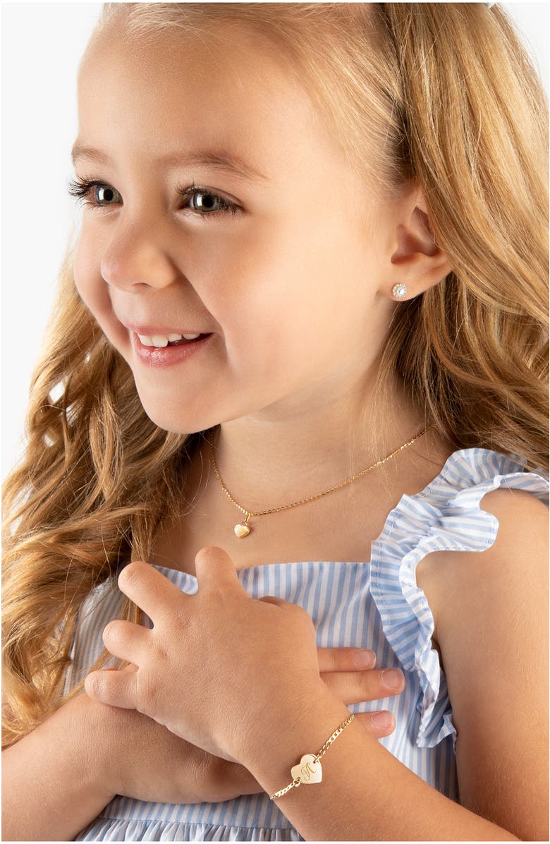 Tiny Blessings 14K Gold Heart of Gold ID & Engraved Initial 6" Bracelet, Alternate, color, 14K Gold - A