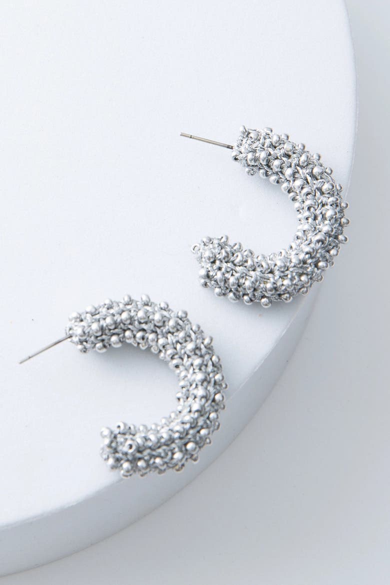 Chrome Crochet Hoops, Main, color, Silver