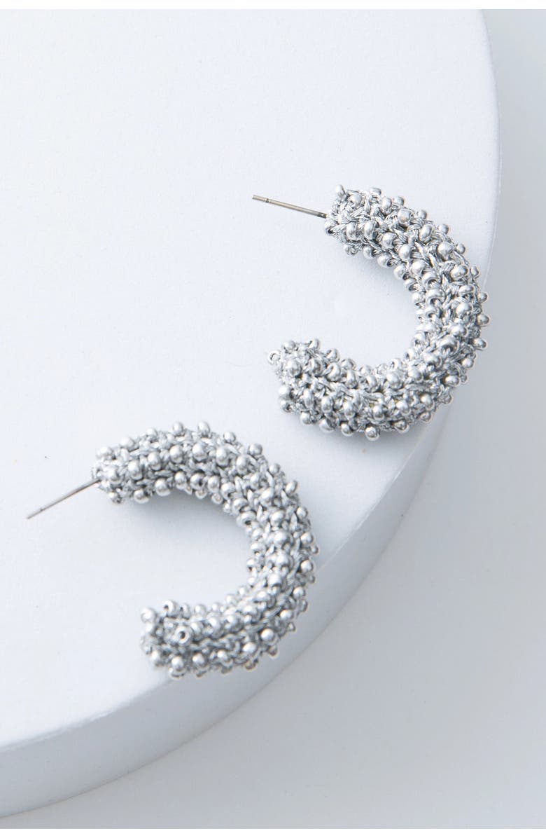 Noonday Collection Chrome Crochet Hoops, Main, color, Silver