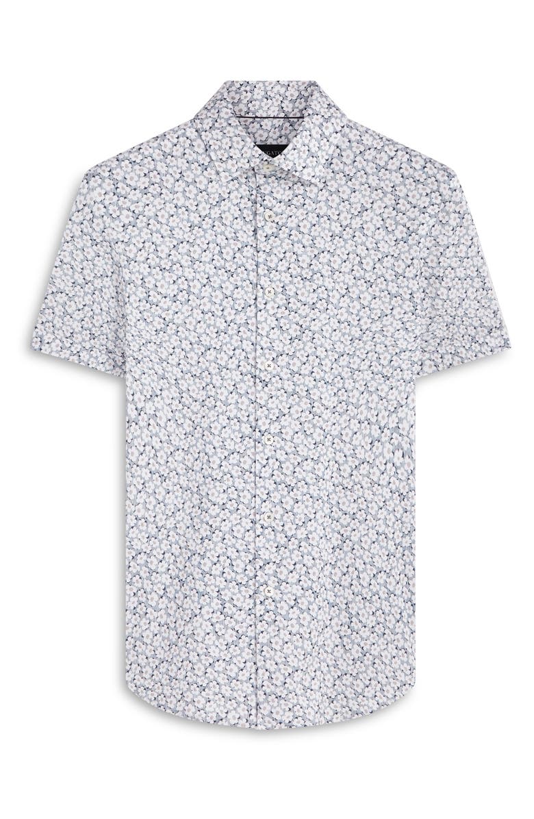 Bugatchi Miles OoohCotton<sup>®</sup> Floral Short Sleeve Button-Up Shirt, Alternate, color, 