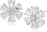 CZ by Kenneth Jay Lane Pear Cut Cubic Zirconia Floral Stud Earrings