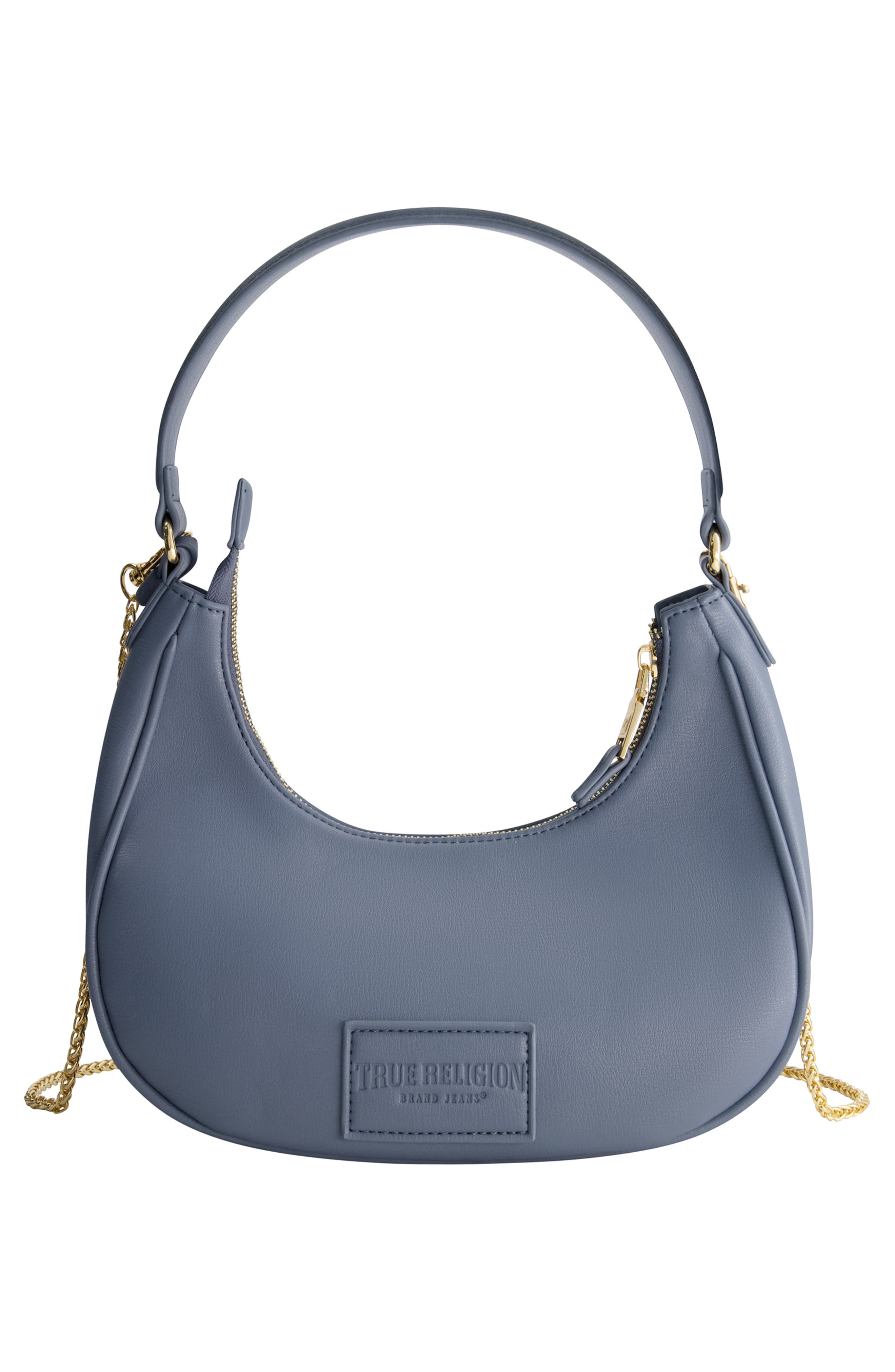 Zip Top Crescent Hobo Bag, Alternate, color, BLUE