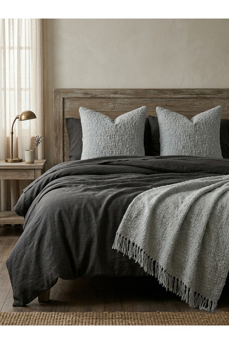 Cozy Cotton Boucle Pillow with Down Insert, Alternate, color, Cloud Grey