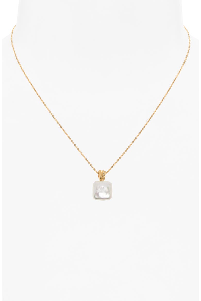 Square Freshwater Pearl Baya Pendant Necklace, Alternate, color, GOLD