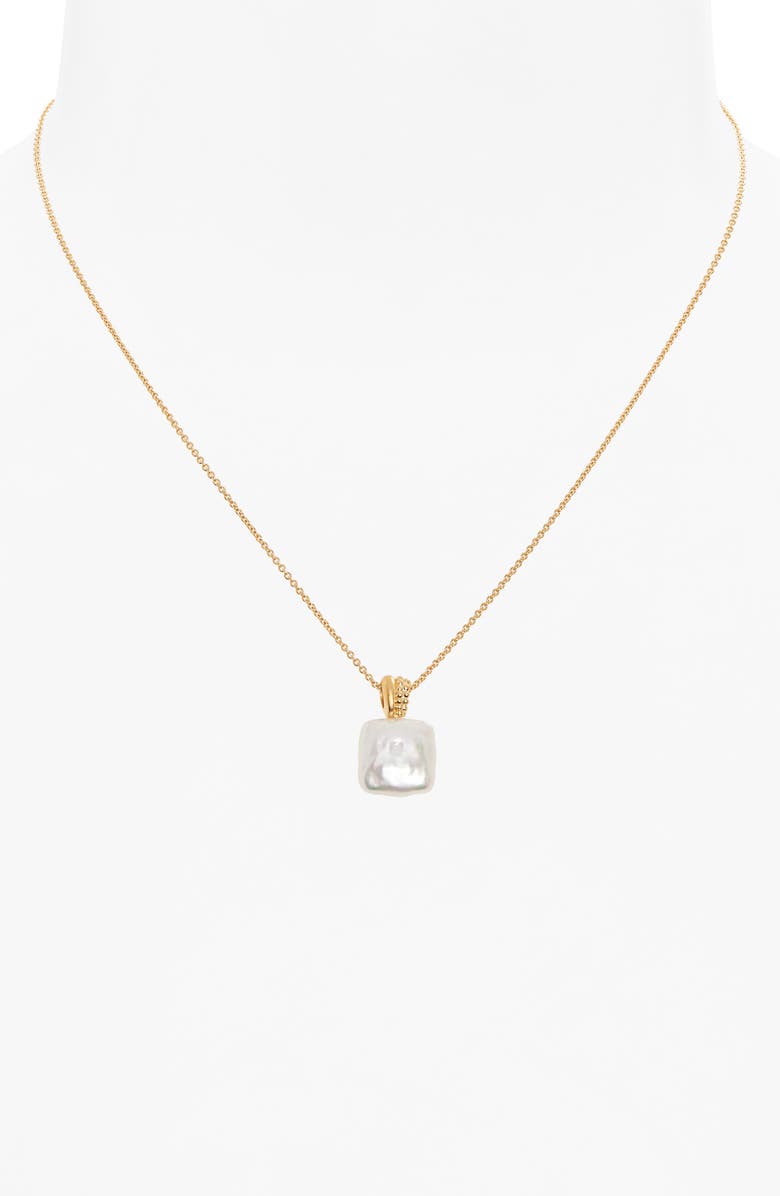 Missoma Square Freshwater Pearl Baya Pendant Necklace, Alternate, color, Gold