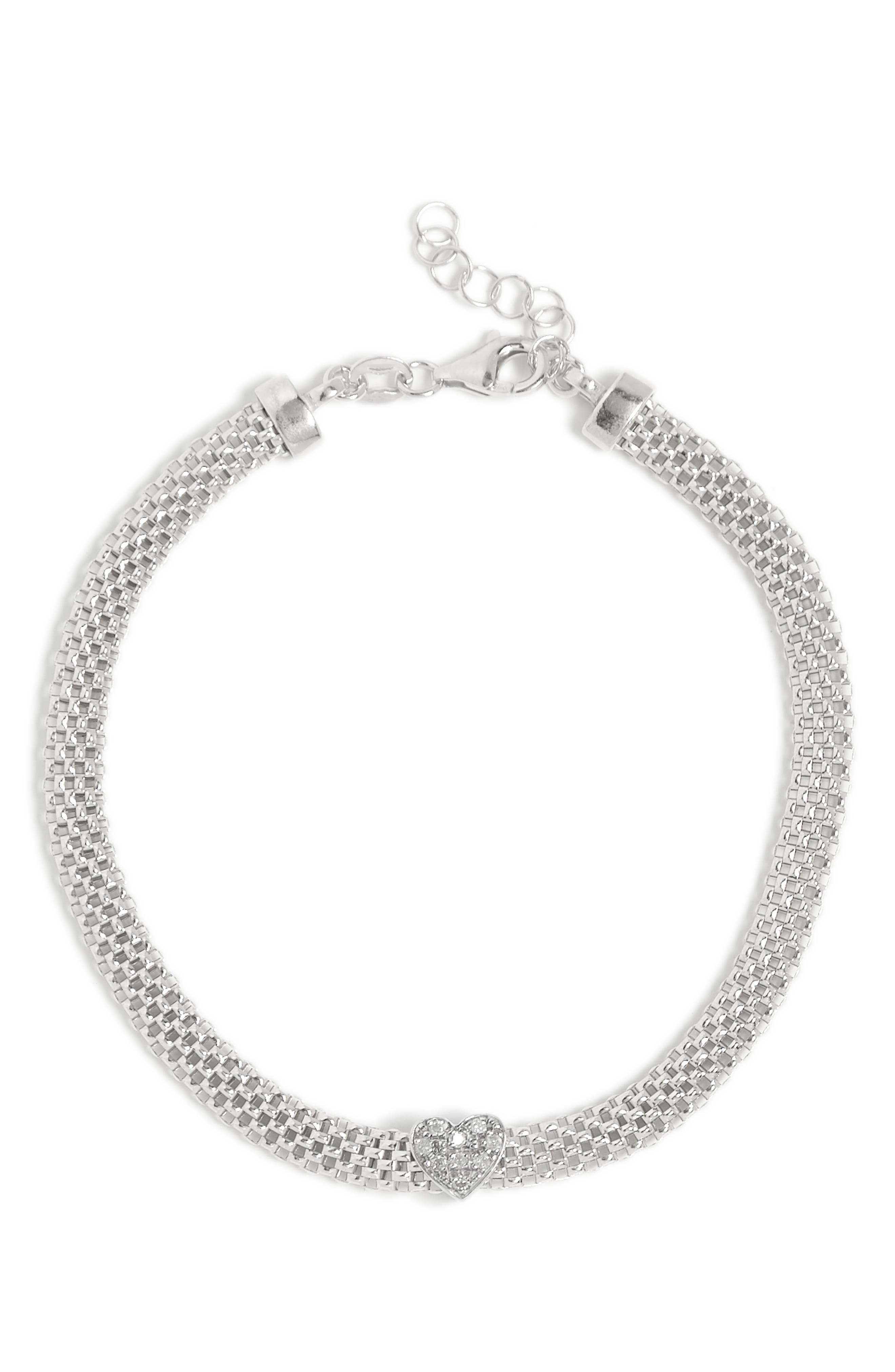 MESHMERISE Heart Station Diamond Mesh Bracelet