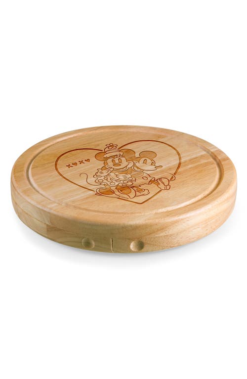 Picnic Time X Disney® Mickey & Minnie Mouse Swivel Cheese Board & Tools Set In Brown