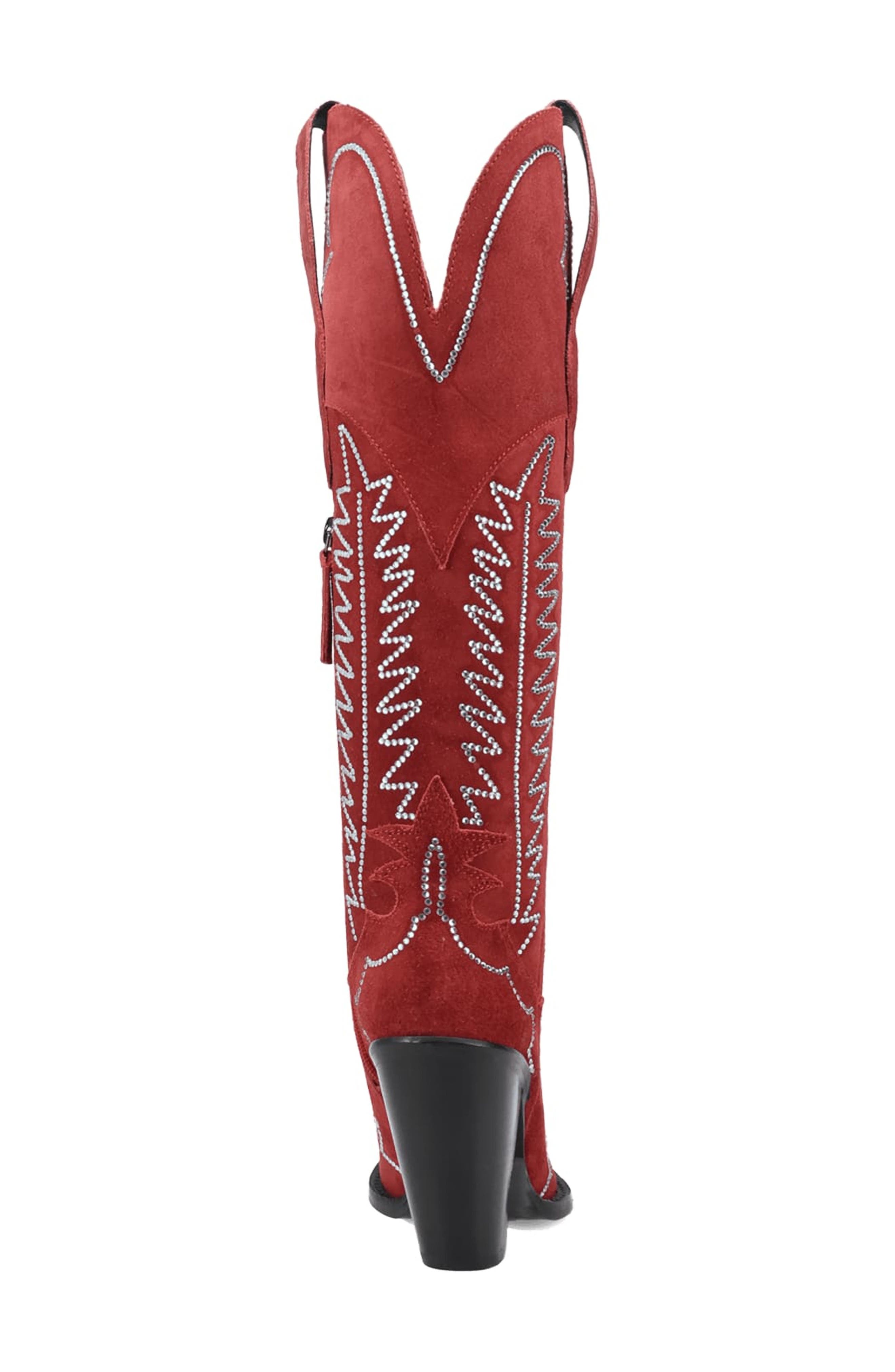 Double Take Over the Knee Western Boot, Alternate, color, RED