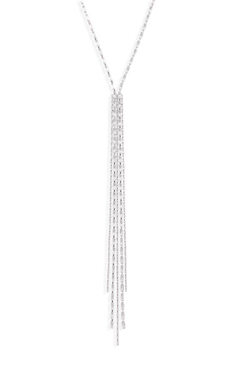 Baguette Cubic Zirconia Fringe Y-Necklace