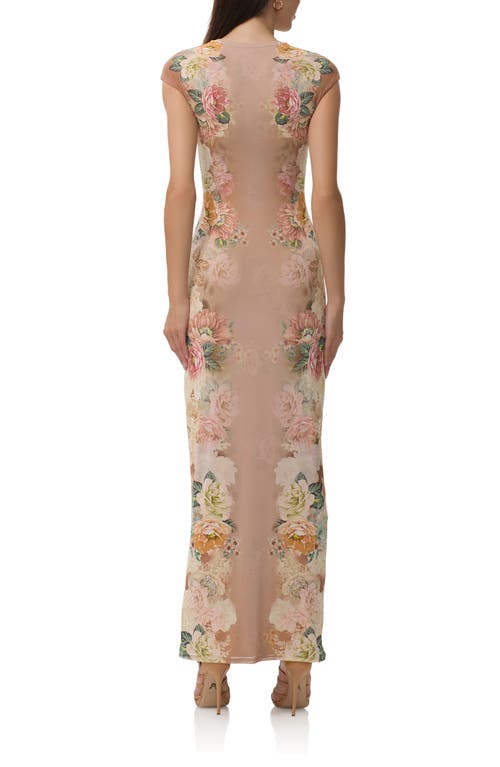 Afrm Cody Floral Print Cap Sleeve Dress In Brown