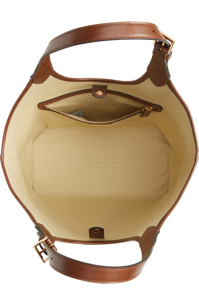 Versace Medium La Medusa Denim Tote, Alternate, color, Denim Brown Gold