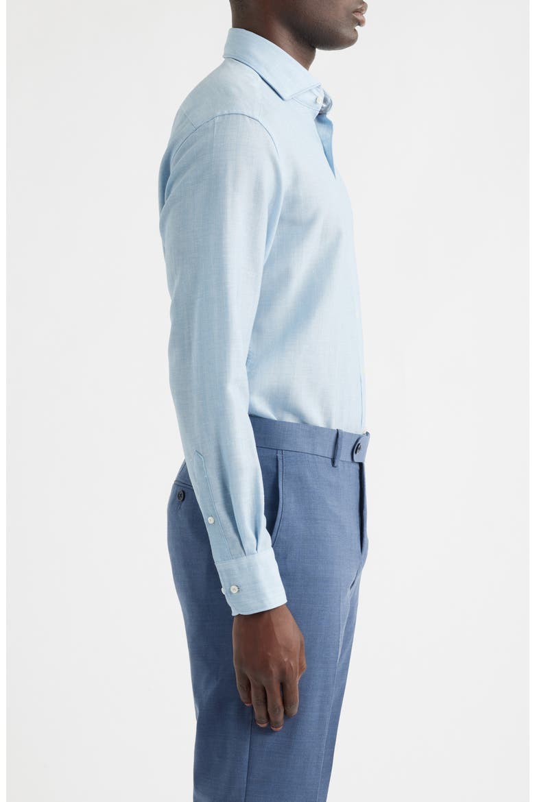 Soft Luxury Modern Fit Wool & Linen Non-Iron Dress Shirt, Alternate, color, SKY