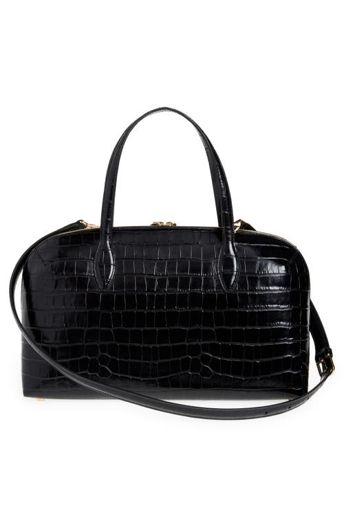 Totême Toteme Medium Lounge Croc Embossed Leather Tote In Black